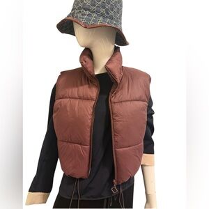 Women's Burgundy Puffer Vest